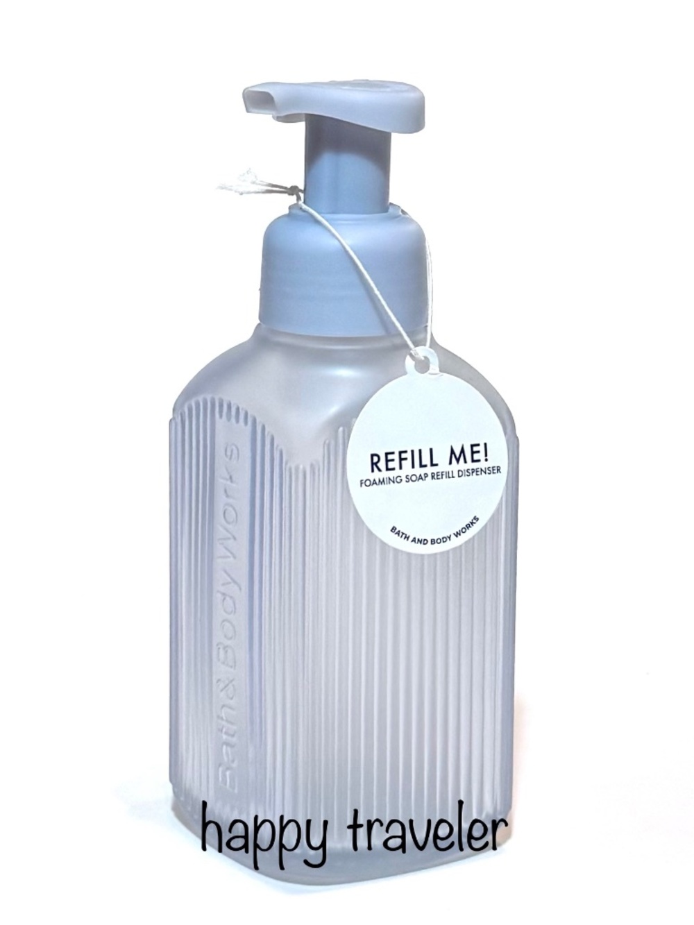 Blue RIBBED GLASS Foaming Hand Soap Dispenser